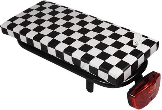 Hooodie Cushie Black Checkered - zacht en retro fietskussentje voor op bagagedrager van HOOODIE