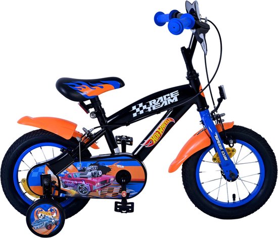 Hot Wheels Kinderfiets - Jongens - 12 inch - Zwart Oranje Blauw - Twee handremmen van Hot Wheels