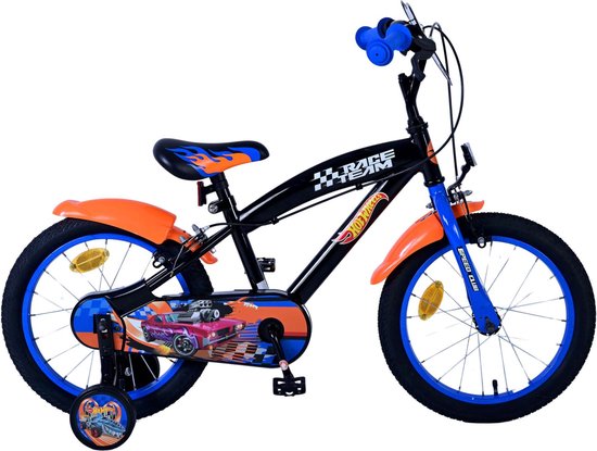 Hot Wheels Kinderfiets - Jongens - 16 inch - Zwart Oranje Blauw - Twee handremmen van Merkloos