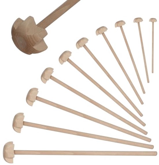 Houten handmixer van FSC-gecertificeerd beukenhout 30 x 4.5 cm van Merkloos