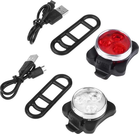 HQ DUURZAAM fietslampjes led set wit en rood oplaadbaar led light for bike