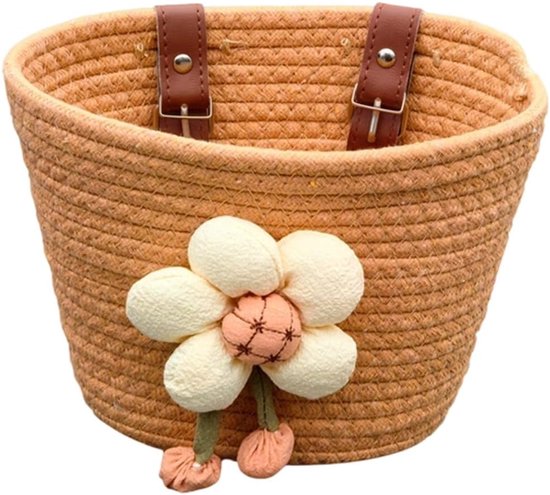 Hrippy Gevlochten fietsmand van katoenen touw, opbergmand voor stuur, leuke accessoires voor fiets, scooter, kinderfiets, loopfiets van Hrippy