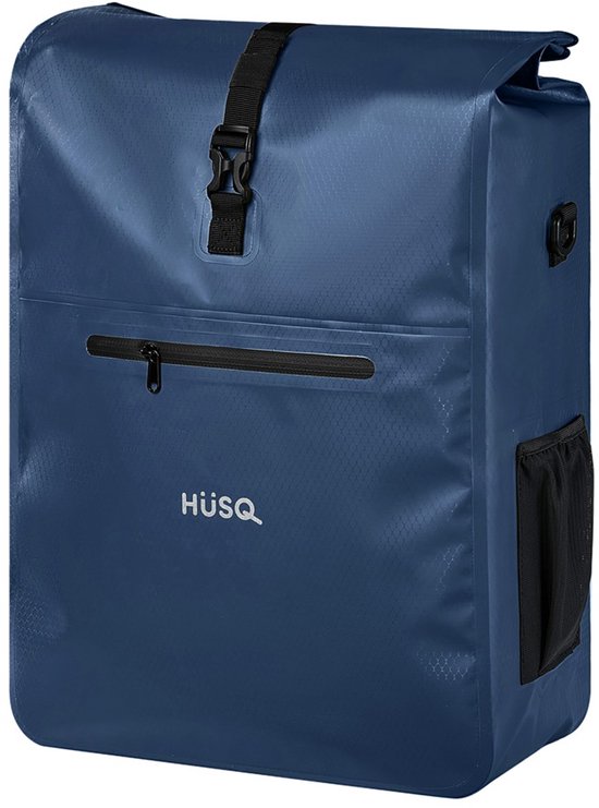 HÜSQ Fietstas | enkele Fietszak van 31 Liter | Sterk en Waterdicht | Extra ruim | Afneembaar | Marine Blauw van Merkloos