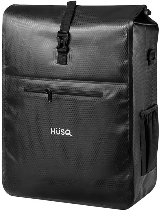 HÜSQ Fietstas | enkele Fietszak van 31 Liter | Sterk en Waterdicht | Geschikt voor Elektrische Fietsen | Afneembaar | Zwart van Merkloos
