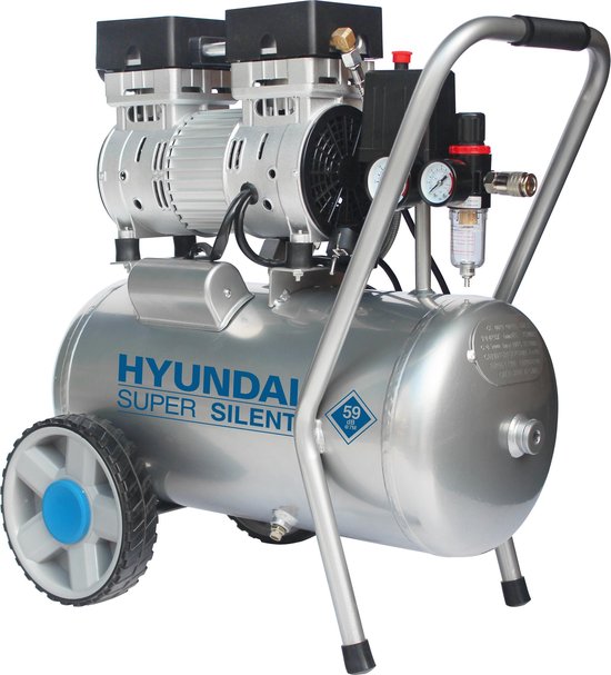 Hyundai 55752 Stille compressor olievrij - 8 bar - 24L