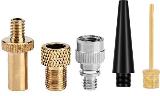 Ibley Set van 5 Ventiel Adapters – Fietsventiel Verloopnippels – Frans, Dunlop & Autoventiel + Bal & Luchtbed Adapter van Merkloos