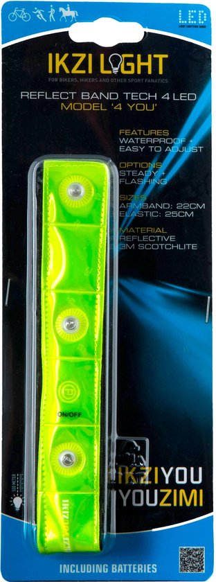 IKZI-Light-  Reflecterende armband - 4-led - Fluorgeel