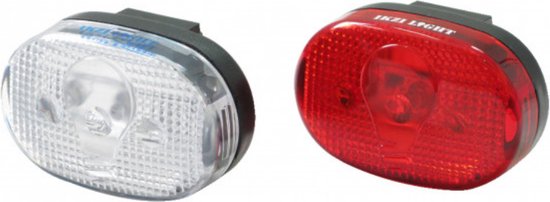Ikzilight LED fietsverlichtingsset - wit en rood - incl. batterijen en bevestigingen