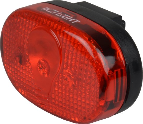 Ikzilight Ovaal achterlicht fiets - 3xLED - rood - batterij - inclusief zadelpenmontage