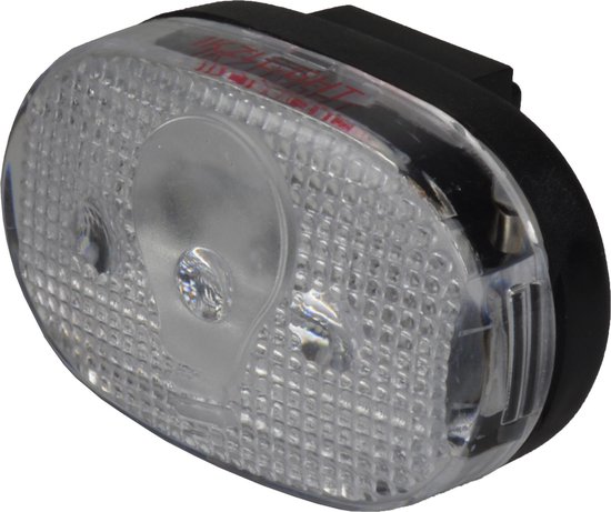 Ikzilight Ovale fietskoplamp - 3 LED's - Wit - Batterijvoeding - Inclusief montagebeugel