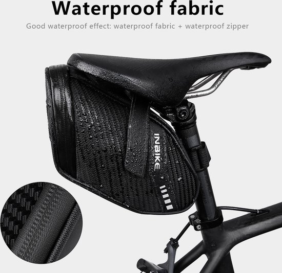 Inbike Waterdicht zadeltas - voor e-bike, MTB, Racefietsen - Grote Capaciteit - Fietszadeltas - waterbestendige zadeltassen, Fietsaccessoires - Opberging Zadel - 21cm lengte x 11cm hoogte x 8cm breedte