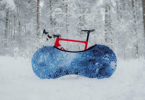 Indoor Bicycle Storage and Transportation Cover - Stretchy Dirt Proof Fabric Bike Travel Protection Cover - Iced Bubbles van Velosock