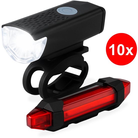 Innovaland Fietslampjes LED Set Wit en Rood V2 – 10 Stuks – Oplaadbaar – Micro USB – Fietslampje – Voorlicht en Achterlicht Fiets LED – Voorlamp Fiets – Fietsverlichting