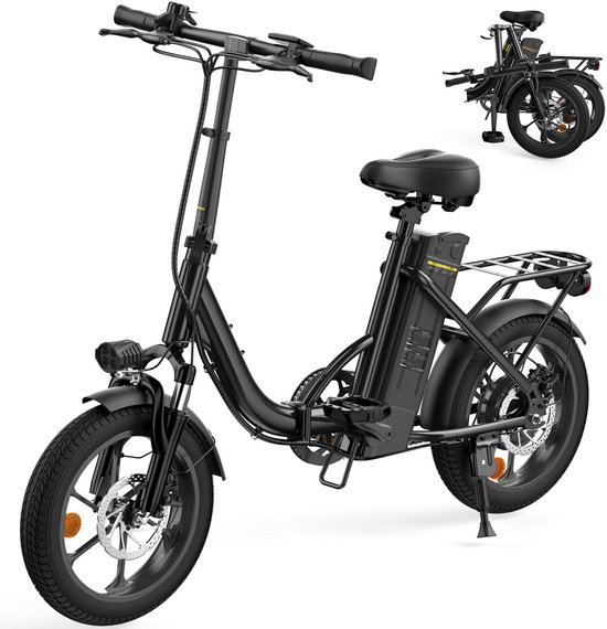 iScooter U4 16-inch Opvouwbare Elektrische Fiets – 36V 10,4Ah Accu, 56-88 km Actieradius, 25 km/u, Stadsfiets met zadel van Merkloos