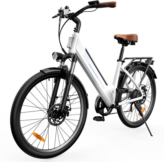 iScooter UcityS Volwassen elektrische fiets - 36V13Ah Accu - 26 inch - Max. snelheid 25 km/u - 80km actieradius - Wit