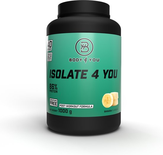 Isolate Protein Poeder Banaan 1kg | 40 Porties – 86% Eiwit – Spieropbouw & Herstel – Body4You