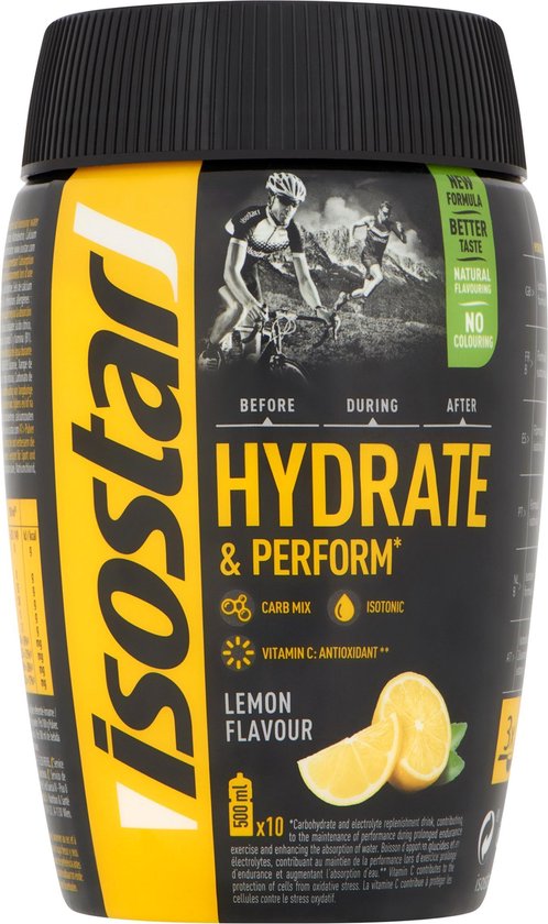 Isostar | Hydrate & Perform | Citroen smaak | 1 x 400 g | Isotone Sportdranken