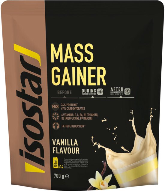 Isostar | Massgainer | Vanille | 14 shakes | 700 gram | Proteïnepoeder & koolhydraten van Merkloos