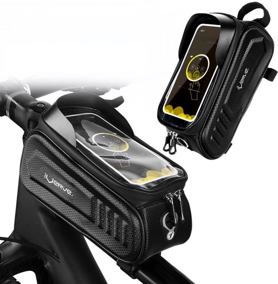 iverve Frametas Fiets - Telefoonhouder - Waterdicht - Racefiets - Fatbike - Ebike - Zwart van Merkloos