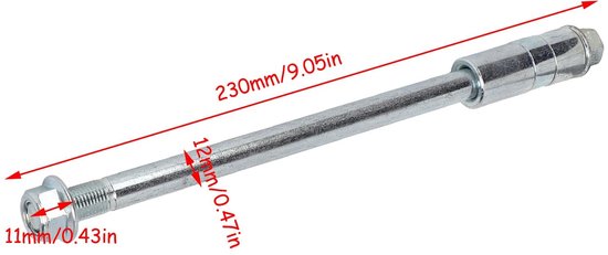 JHUBERS- Achterwielas 12Mm - Staal Legering - 230Mm Lengte - 3 Pakkingen - Geschikt Voor Pit Pro - Achteras Onderdelen - As