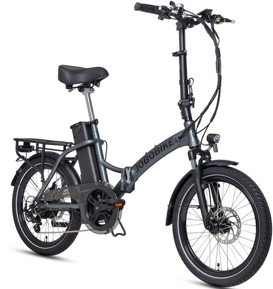 JOBOBIKE Sam Elektrische Fiets - 120 km Bereik - 486Wh accu - 20 inch Wielen - Shimano 7 Versnellingen - 250W Achterwielmotor - Aluminium Opvouwbaar Frame - Mechanische schijfremmen - LCD Display - Zwart van Jobobike