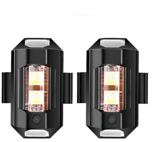 Joiride - 2 Stuks - Oplaadbare LED Stroboscooplichten - 7 Kleuren - Waterdicht - Fiets/Auto/Drone - (3,8x2cm) - STROBIES