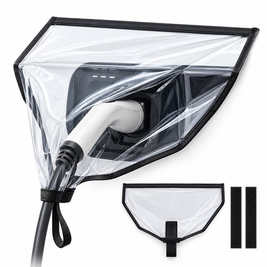 Joiride - Magnetische EV Laadhoes & Laadpoort Regenhoes - Waterdichte Beschermhoes voor Elektrische Auto - Transparant & Universeel - 50x60 cm - Zwart - CHARGESEAL