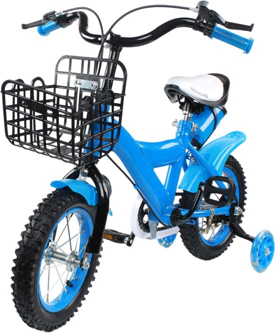 Jongens en Meisjes Kinderfiets 12 Inch - Fietsen voor Kinderen van 2-11 Jaar - Blauw van Merkloos