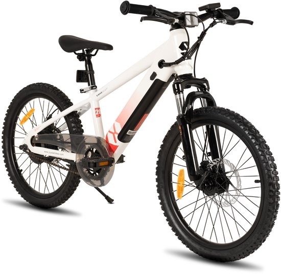 JOYSTAR 20 Inch Elektrische Kinder Mountainbike - 250W E-Bike voor Kinderen (7+ Jaar) - 25 km Actieradius - Met Verwijderbare Accu & Schijfremmen – Spaakwiel - Wit