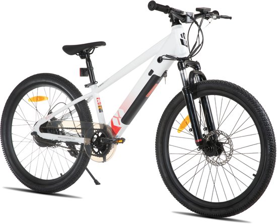 JOYSTAR 24 Inch Elektrische Kinder Mountainbike - 250W E-Bike voor Kinderen (7+ Jaar) - 25 km Actieradius - Met Verwijderbare Accu & Schijfremmen – Spaakwiel - Wit