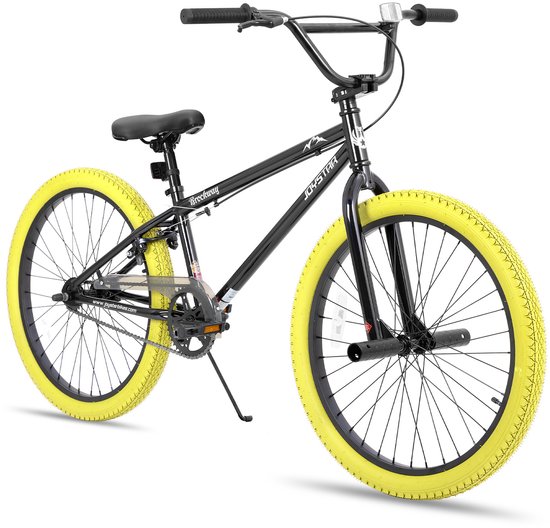 Joystar Brockway BMX-fiets - 24 inch - Handrem - Remmen - Achter V-brake - Pegs - Geel - Geschikt voor buitenactiviteiten in de lente