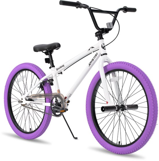 Joystar Brockway BMX-fiets - 24 inch - Handrem - Remmen - Achter V-brake - Pegs - Paars - Geschikt voor buitenactiviteiten in de lente