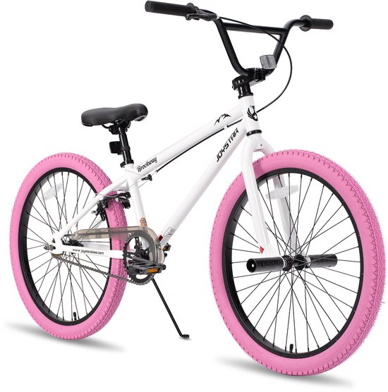 Joystar Brockway BMX-fiets - 24 inch - Handrem - Remmen - Achter V-brake - Pegs - Roze - Geschikt voor buitenactiviteiten in de lente