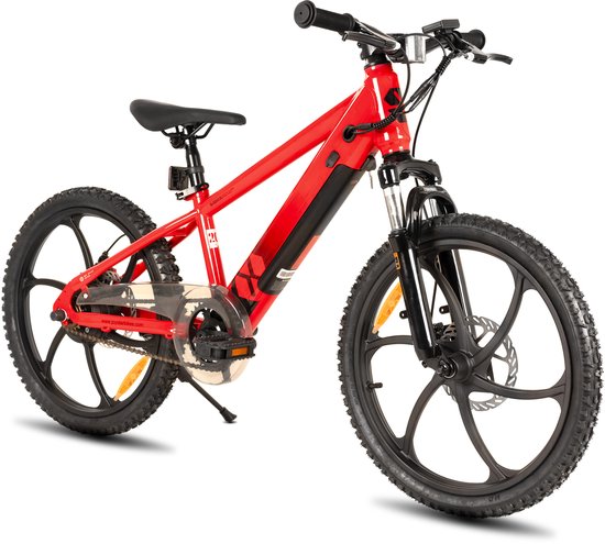 JOYSTAR Elektrische Fiets E-Bike – 20 Inch – Voor Kinderen/Tieners – 250W Motor – 1 Versnelling – Bladwiel – Mechanische Schijfremmen – Rood van JOYSTAR