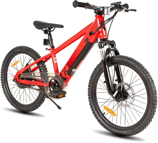 JOYSTAR Elektrische Fiets E-Bike – 20 Inch – Voor Kinderen/Tieners – 250W Motor – 1 Versnelling – Spaakwiel – Mechanische Schijfremmen – Rood van Merkloos