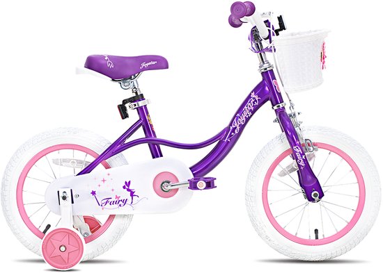 JOYSTAR Fairy Kinderfiets voor Meisjes - 18 Inch - Handrem - Mand - Zijwieltjes - Paars van Merkloos