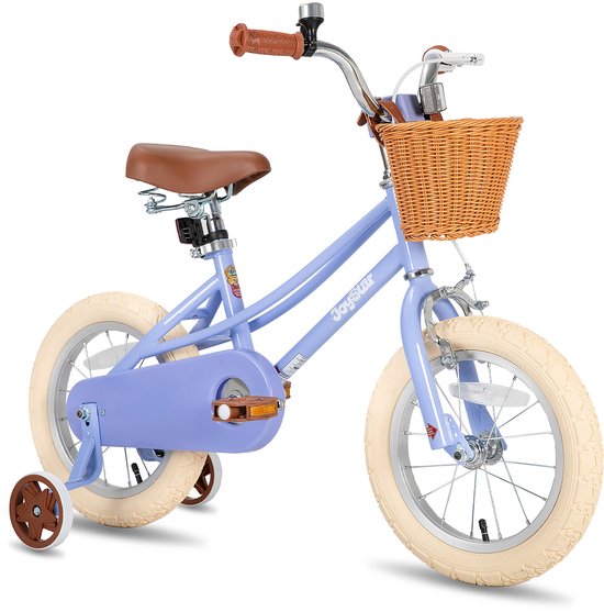 Joystar Fantasy Kinderfiets voor Meisjes - 14 Inch - Mand - Zijwieltjes - Bel - Handrem - Paars - Geschikt voor buitenactiviteiten in de lente