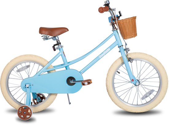 Joystar Fantasy Kinderfiets voor Meisjes - 18 Inch - Mand - Zijwieltjes - Bel - Handrem - Blauw van JOYSTAR