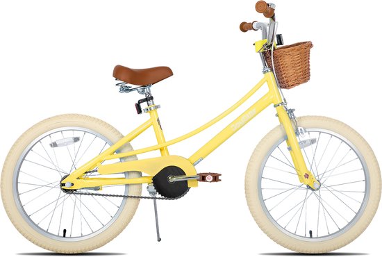 Joystar Fantasy Kinderfiets voor Meisjes - 20 Inch - Mand - Zijwieltjes - Bel - Handrem - Geel - Geschikt voor buitenactiviteiten in de lente van Merkloos