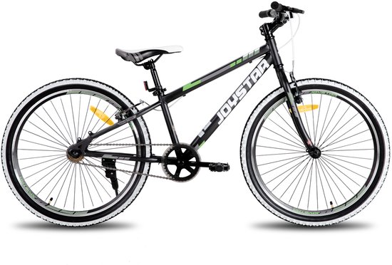 JOYSTAR Lubbock 24 inch Kinder Hardtail Mountainbike - 9-12 jaar - V-brake - zwart - Geschikt voor buitenactiviteiten in de lente