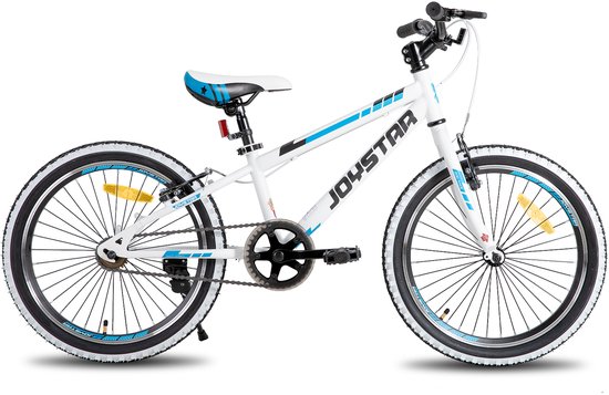 JOYSTAR Lubbock 24" Kinder Hardtail Mountainbike - 1 versnelling - V-brake - Witte noppenbanden - Wit van JOYSTAR