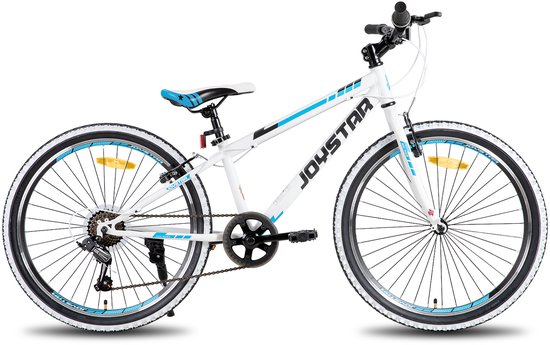JOYSTAR Lubbock.S 24" Kinder Hardtail Mountainbike - 7 versnellingen - V-brake - Witte noppenbanden - Wit van JOYSTAR