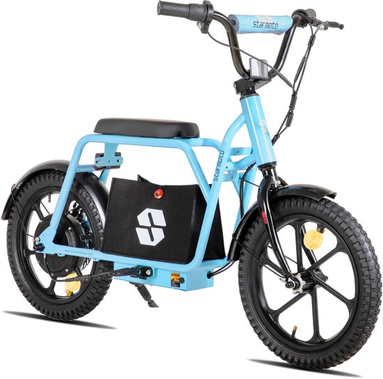JOYSTAR Starmoto Elektrische Step met Zadel - voor Kinderen & Tieners (6-12 Jaar) - 250W Motor - Max. 25 km/u - 16 Inch Wielen - Blauw van JOYSTAR