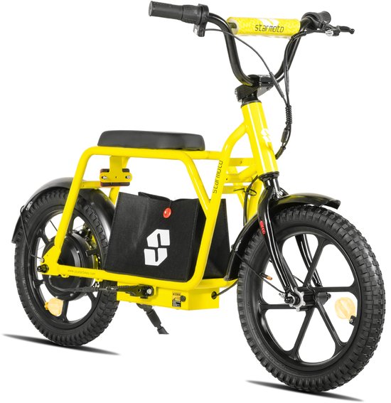 JOYSTAR Starmoto Elektrische Step met Zadel - voor Kinderen & Tieners (6-12 Jaar) - 250W Motor - Max. 25 km/u - 16 Inch Wielen - Geel van JOYSTAR