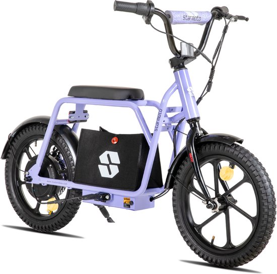 JOYSTAR Starmoto Elektrische Step met Zadel - voor Kinderen & Tieners (6-12 Jaar) - 250W Motor - Max. 25 km/u - 16 Inch Wielen - Paars