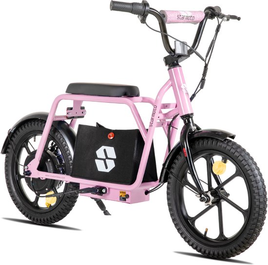 JOYSTAR Starmoto Elektrische Step met Zadel - voor Kinderen & Tieners (6-12 Jaar) - 250W Motor - Max. 25 km/u - 16 Inch Wielen - Roze