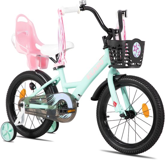 Joystar Zinnia Kinderfiets – 14 Inch – Met Mandje & Slingers – Zijwieltjes – Bel – Terugtraprem – Groente van JOYSTAR