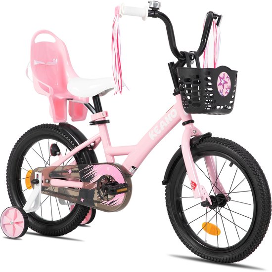 Joystar Zinnia Kinderfiets – 14 Inch – Met Mandje & Slingers – Zijwieltjes – Bel – Terugtraprem – Roze van Merkloos