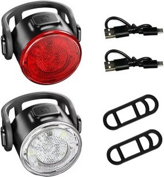 Jumada's LED Fietsverlichting - USB oplaadbaar - 4 Instellingen - Waterbestendig - Fietslicht - Voorlicht - Achterlicht - Fietslampjes