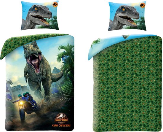 Jurassic World Dekbedovertrek Camp 140 x 200 cm - Katoen - 70 x 90 cm van Jurassic World